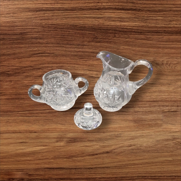 Vtg American Elegant Leaded Crystal Sugar and Creamer Set With Lid. - Picture 2 of 4